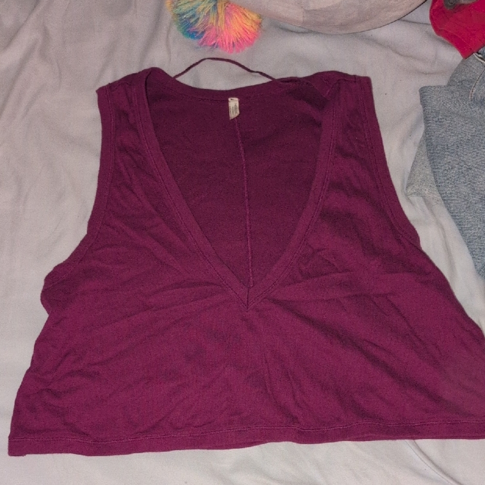 Free People Red Crop Tank Top